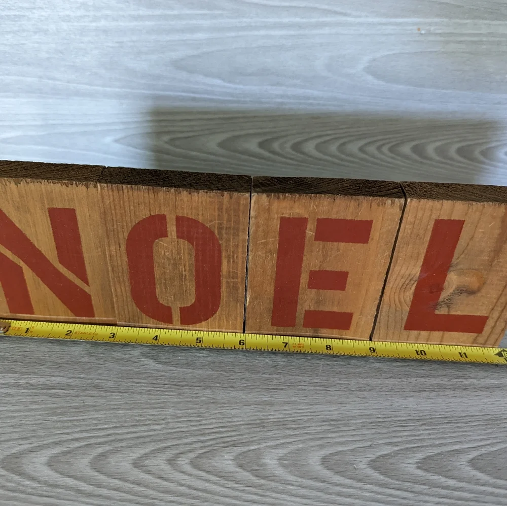 Handmade Double Sided Painted Wood Noel/Joy Christmas Decorations